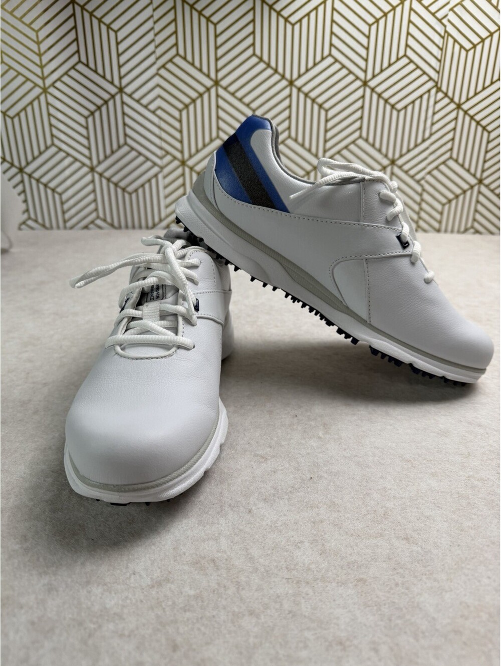 FootJoy Pro/SL 53811 Spikeless Leather Golf Shoes White Blue Mens 7M Waterproof